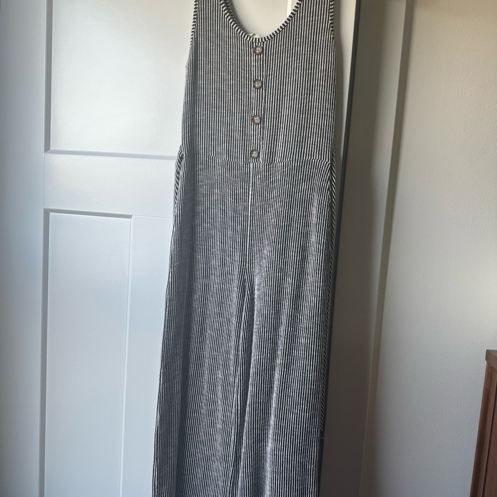 Black and White Striped Jumpsuit